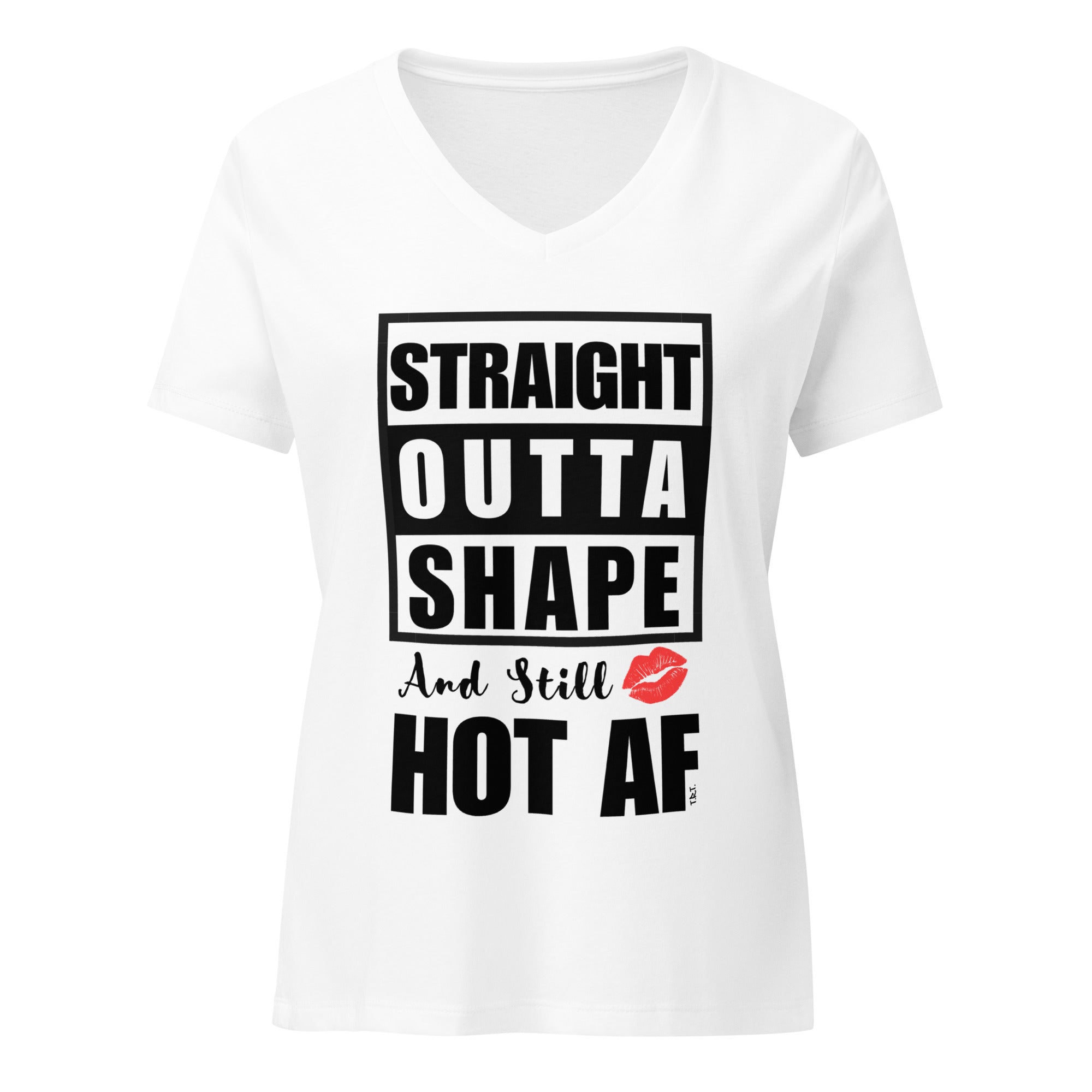 Outta Shape/Hot AF Women’s relaxed v-neck t-shirt